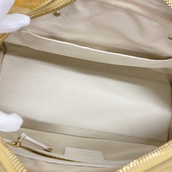 Christian Dior Cannage Bowling Bag in White, Gold, and Champagne Leather for ... - Picture 4 of 12